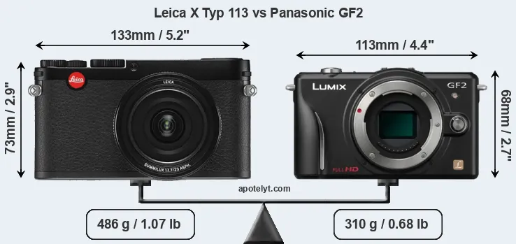 Size Leica X Typ 113 vs Panasonic GF2