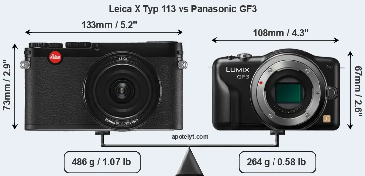 Size Leica X Typ 113 vs Panasonic GF3