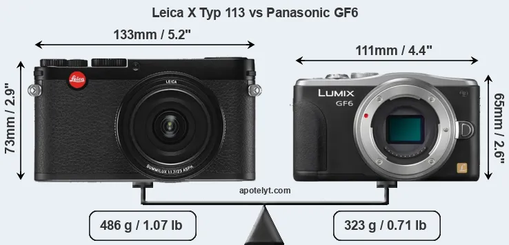 Size Leica X Typ 113 vs Panasonic GF6