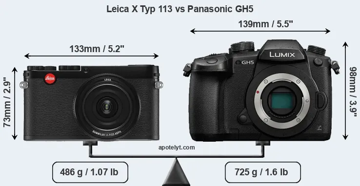 Size Leica X Typ 113 vs Panasonic GH5