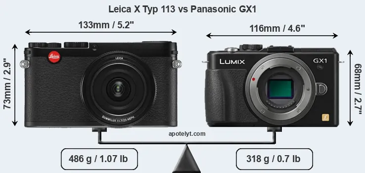 Size Leica X Typ 113 vs Panasonic GX1