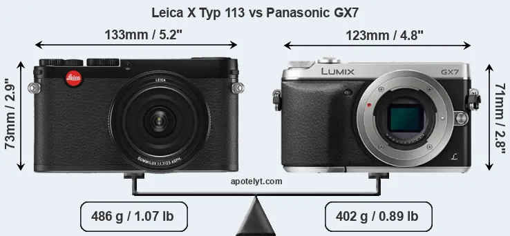 Size Leica X Typ 113 vs Panasonic GX7