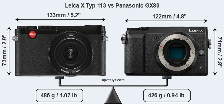 Size Leica X Typ 113 vs Panasonic GX80