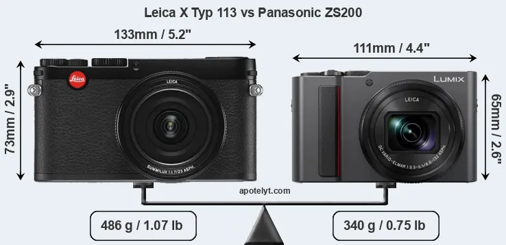 Size Leica X Typ 113 vs Panasonic ZS200