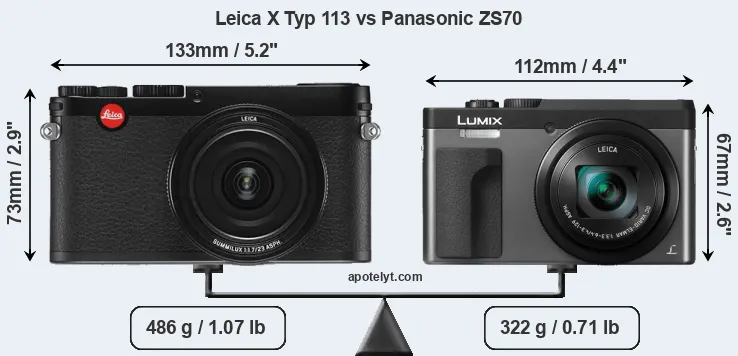 Size Leica X Typ 113 vs Panasonic ZS70