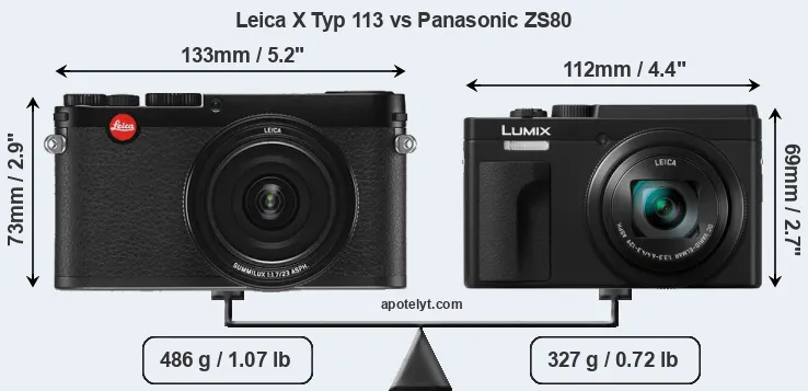 Size Leica X Typ 113 vs Panasonic ZS80