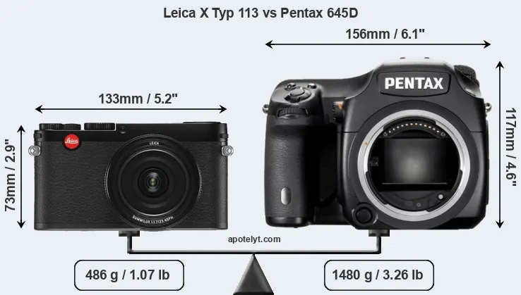 Size Leica X Typ 113 vs Pentax 645D