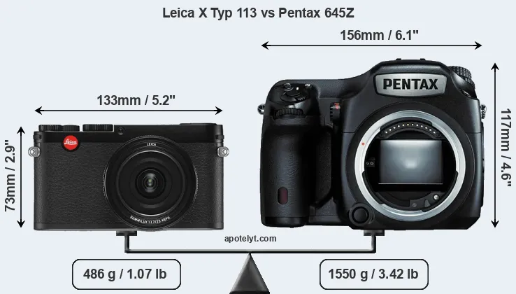 Size Leica X Typ 113 vs Pentax 645Z