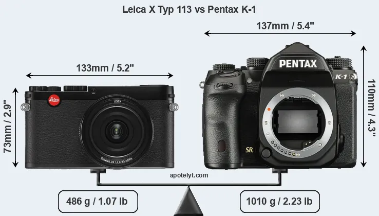 Size Leica X Typ 113 vs Pentax K-1