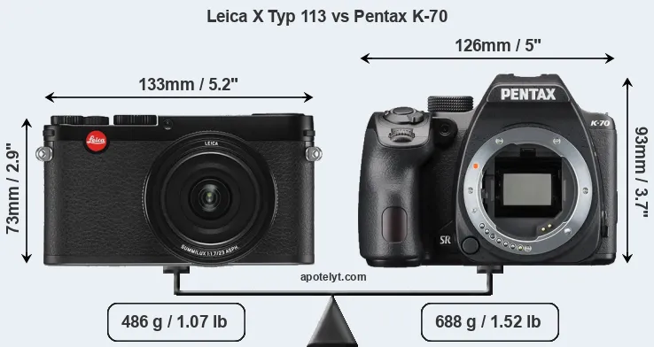 Size Leica X Typ 113 vs Pentax K-70