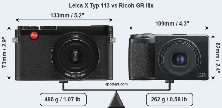 Size Leica X Typ 113 vs Ricoh GR IIIx