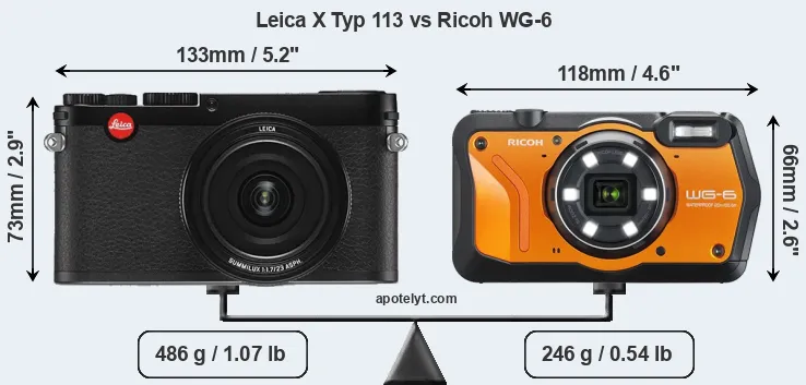 Size Leica X Typ 113 vs Ricoh WG-6
