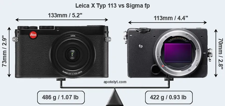 Size Leica X Typ 113 vs Sigma fp