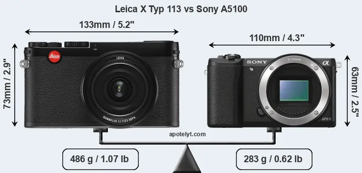 Size Leica X Typ 113 vs Sony A5100