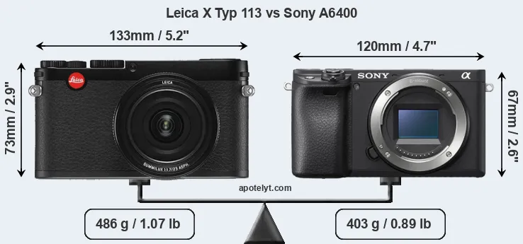 Size Leica X Typ 113 vs Sony A6400