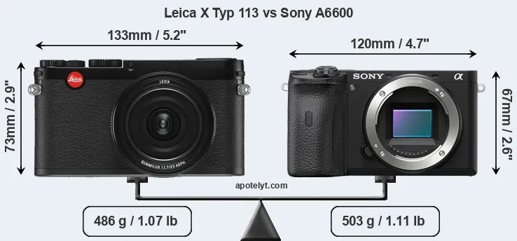 Size Leica X Typ 113 vs Sony A6600