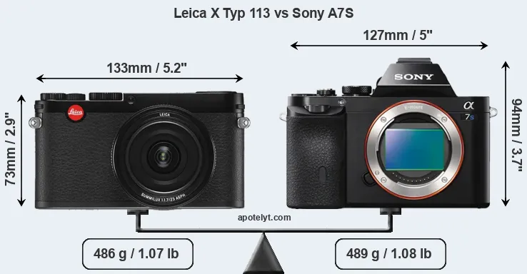 Size Leica X Typ 113 vs Sony A7S