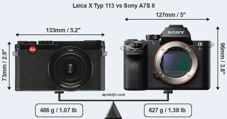 Size Leica X Typ 113 vs Sony A7S II