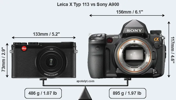 Size Leica X Typ 113 vs Sony A900
