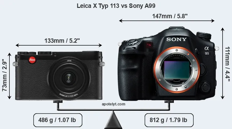 Size Leica X Typ 113 vs Sony A99