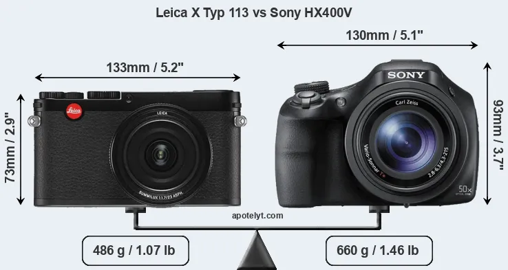 Size Leica X Typ 113 vs Sony HX400V