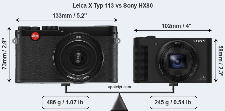 Size Leica X Typ 113 vs Sony HX80