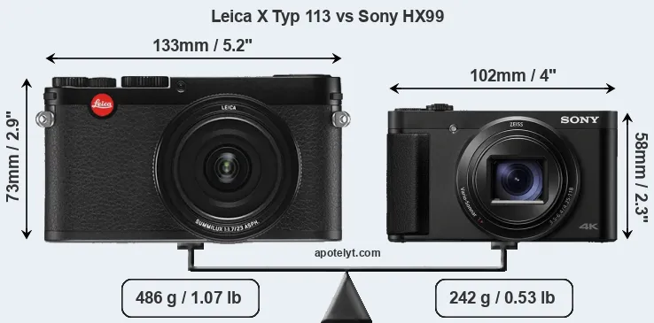 Size Leica X Typ 113 vs Sony HX99
