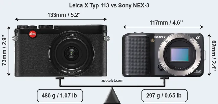 Size Leica X Typ 113 vs Sony NEX-3