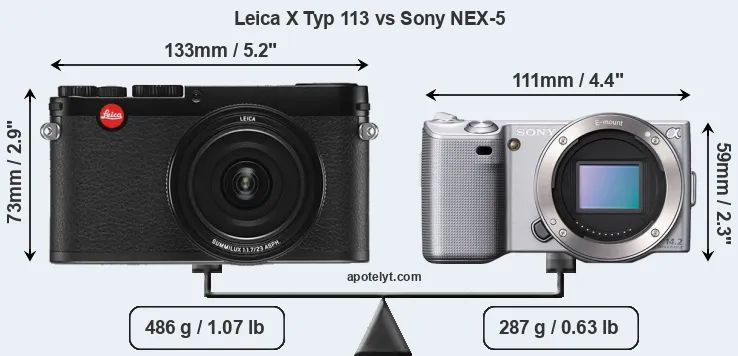 Size Leica X Typ 113 vs Sony NEX-5