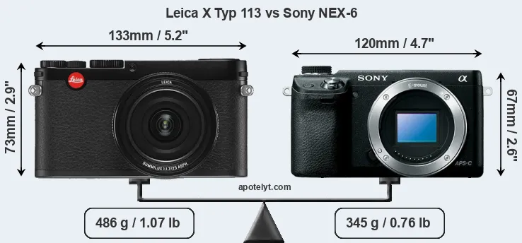 Size Leica X Typ 113 vs Sony NEX-6