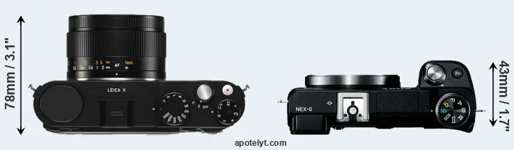 Compare X Typ 113 versus NEX-6 top