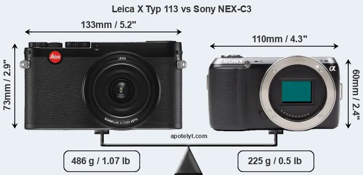 Size Leica X Typ 113 vs Sony NEX-C3