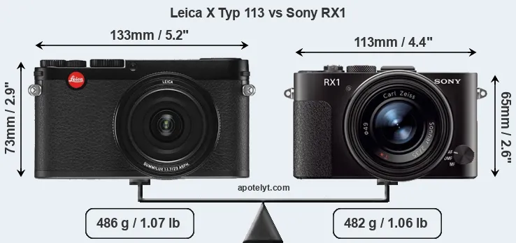 Size Leica X Typ 113 vs Sony RX1