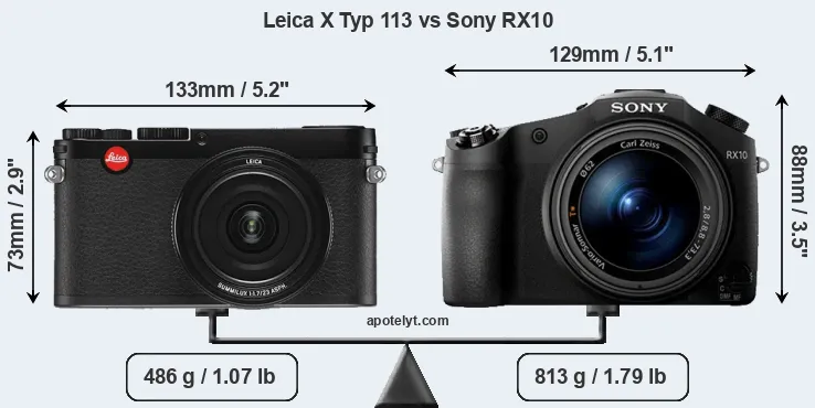 Size Leica X Typ 113 vs Sony RX10