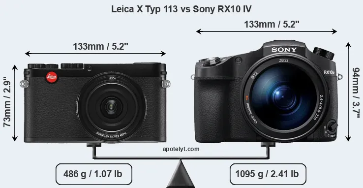 Size Leica X Typ 113 vs Sony RX10 IV