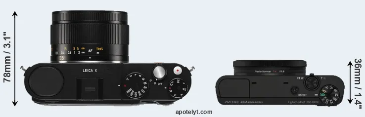 Compare X Typ 113 versus RX100 top