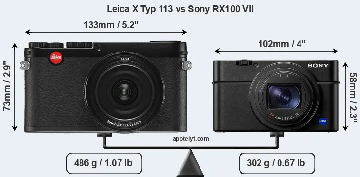 Size Leica X Typ 113 vs Sony RX100 VII