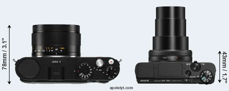 Compare X Typ 113 versus RX100 VII top