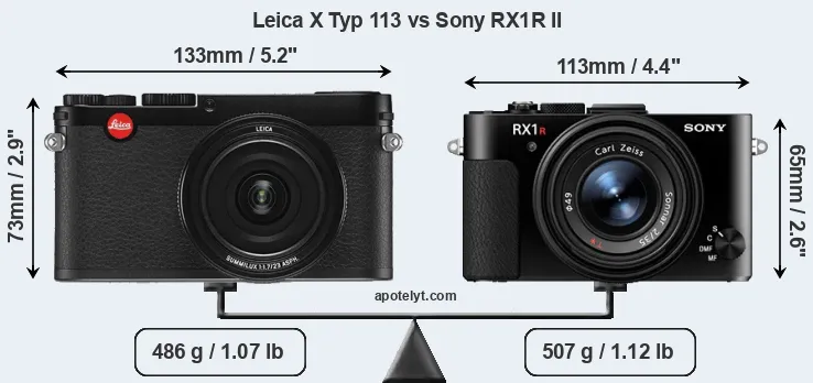 Size Leica X Typ 113 vs Sony RX1R II