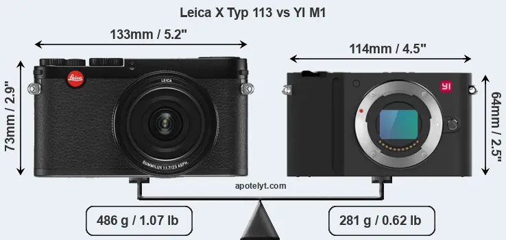 Size Leica X Typ 113 vs YI M1