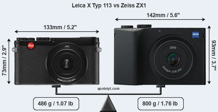 Size Leica X Typ 113 vs Zeiss ZX1