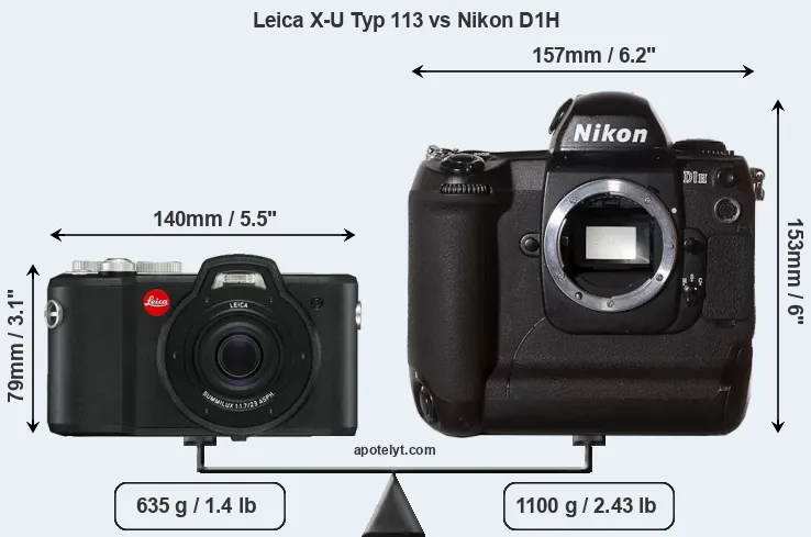 Size Leica X-U Typ 113 vs Nikon D1H