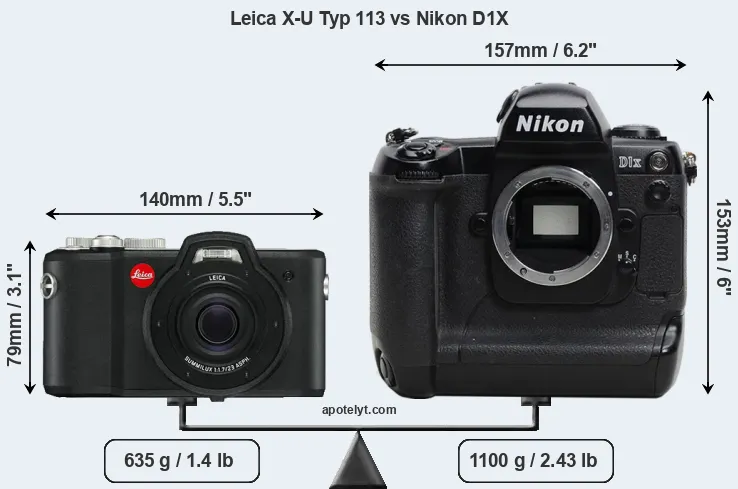 Size Leica X-U Typ 113 vs Nikon D1X