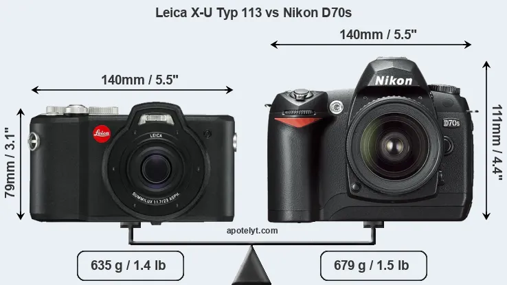 Size Leica X-U Typ 113 vs Nikon D70s