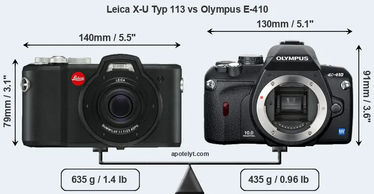 Size Leica X-U Typ 113 vs Olympus E-410