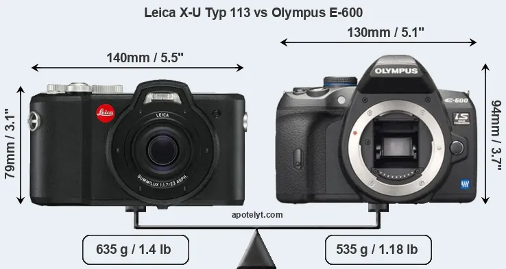 Size Leica X-U Typ 113 vs Olympus E-600