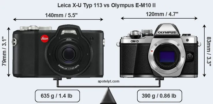 Size Leica X-U Typ 113 vs Olympus E-M10 II