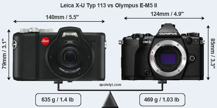 Size Leica X-U Typ 113 vs Olympus E-M5 II