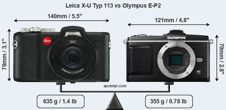 Size Leica X-U Typ 113 vs Olympus E-P2