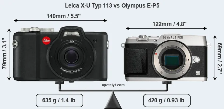 Size Leica X-U Typ 113 vs Olympus E-P5